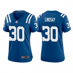 Women Indianapolis Colts 30 Phillip Lindsay Blue Stitched Jersey 