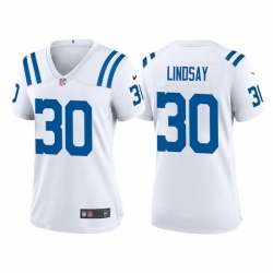 Women Indianapolis Colts 30 Phillip Lindsay White Stitched Jersey