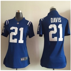 Women New Colts #21 Vontae Davis Royal Blue Team Color Stitched NFL Elite Jersey
