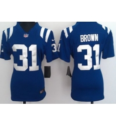 Women Nike Indianapolis Colts 31# Donald Brown Blue Nike NFL Jerseys