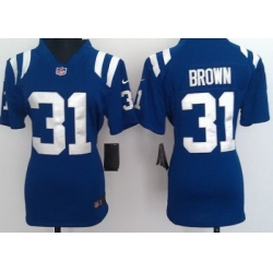 Women Nike Indianapolis Colts 31# Donald Brown Blue Nike NFL Jerseys