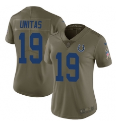 Womens Nike Colts #19 Johnny Unitas Olive  Stitched NFL Limited 2017 Salute to Service Jersey