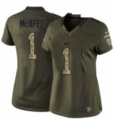 Womens Nike Indianapolis Colts 1 Pat McAfee Elite Green Salute to Service NFL Jersey