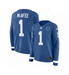 Womens Nike Indianapolis Colts 1 Pat McAfee Limited Blue Therma Long Sleeve NFL Jersey