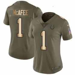 Womens Nike Indianapolis Colts 1 Pat McAfee Limited OliveGold 2017 Salute to Service NFL Jersey