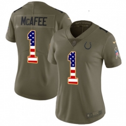 Womens Nike Indianapolis Colts 1 Pat McAfee Limited OliveUSA Flag 2017 Salute to Service NFL Jersey