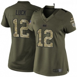Womens Nike Indianapolis Colts 12 Andrew Luck Elite Green Salute to Service NFL Jersey