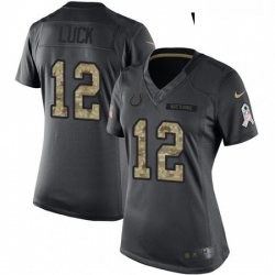 Womens Nike Indianapolis Colts 12 Andrew Luck Limited Black 2016 Salute to Service NFL Jersey