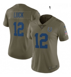 Womens Nike Indianapolis Colts 12 Andrew Luck Limited Olive 2017 Salute to Service NFL Jersey