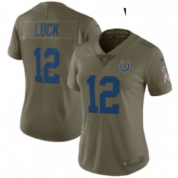 Womens Nike Indianapolis Colts 12 Andrew Luck Limited Olive 2017 Salute to Service NFL Jersey