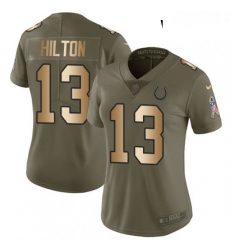Womens Nike Indianapolis Colts 13 TY Hilton Limited OliveGold 2017 Salute to Service NFL Jersey