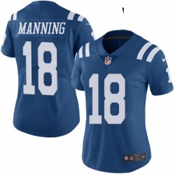 Womens Nike Indianapolis Colts 18 Peyton Manning Limited Royal Blue Rush Vapor Untouchable NFL Jersey