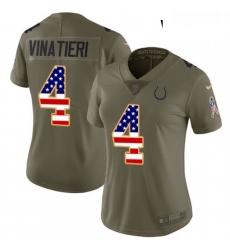 Womens Nike Indianapolis Colts 4 Adam Vinatieri Limited OliveUSA Flag 2017 Salute to Service NFL Jersey