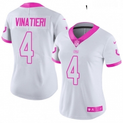 Womens Nike Indianapolis Colts 4 Adam Vinatieri Limited WhitePink Rush Fashion NFL Jersey