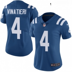 Womens Nike Indianapolis Colts 4 Adam Vinatieri Royal Blue Team Color Vapor Untouchable Limited Player NFL Jersey