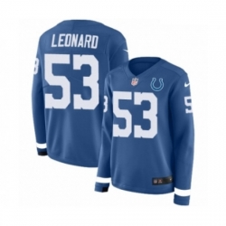 Womens Nike Indianapolis Colts 53 Darius Leonard Limited Blue Therma Long Sleeve NFL Jersey