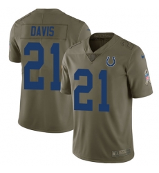 Youth Nike Colts #21 Vontae Davis Olive Stitched NFL Limited 2017 Salute to Service Jersey