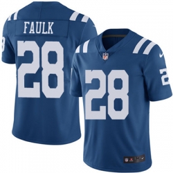 Youth Nike Colts #28 Marshall Faulk Royal Blue Stitched NFL Limited Rush Jersey