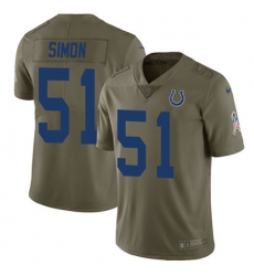 Youth Nike Colts #51 John Simon Olive Stitched NFL Limited 2017 Salute to Service Jersey