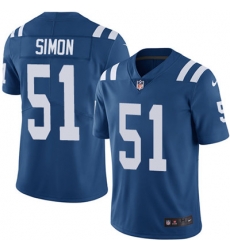 Youth Nike Colts #51 John Simon Royal Blue Stitched NFL Limited Rush Jersey
