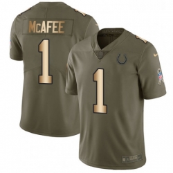 Youth Nike Indianapolis Colts 1 Pat McAfee Limited OliveGold 2017 Salute to Service NFL Jersey