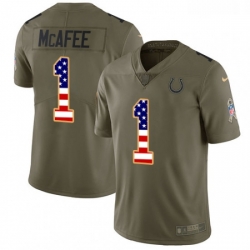 Youth Nike Indianapolis Colts 1 Pat McAfee Limited OliveUSA Flag 2017 Salute to Service NFL Jersey