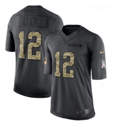 Youth Nike Indianapolis Colts 12 Andrew Luck Limited Black 2016 Salute to Service NFL Jersey