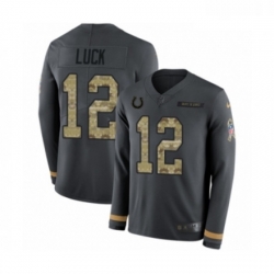 Youth Nike Indianapolis Colts 12 Andrew Luck Limited Black Salute to Service Therma Long Sleeve NFL Jersey