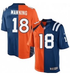 Youth Nike Indianapolis Colts 18 Peyton Manning Elite Royal BlueOrange Split Fashion NFL Jersey