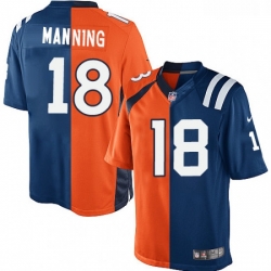Youth Nike Indianapolis Colts 18 Peyton Manning Elite Royal BlueOrange Split Fashion NFL Jersey