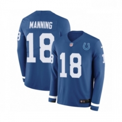 Youth Nike Indianapolis Colts 18 Peyton Manning Limited Blue Therma Long Sleeve NFL Jersey