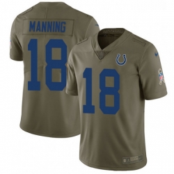 Youth Nike Indianapolis Colts 18 Peyton Manning Limited Olive 2017 Salute to Service NFL Jersey