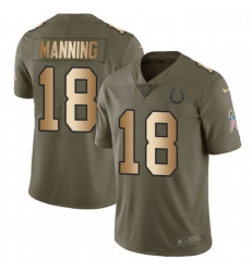 Youth Nike Indianapolis Colts 18 Peyton Manning Limited OliveGold 2017 Salute to Service NFL Jersey