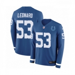 Youth Nike Indianapolis Colts 53 Darius Leonard Limited Blue Therma Long Sleeve NFL Jersey