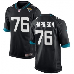 Men Jacksonville Jaguars 76 Anton Harrison Black 2023 Draft Stitched Game Jersey