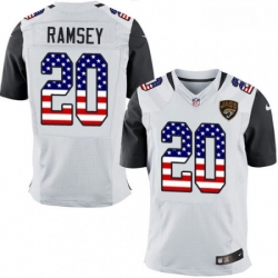 Men Nike Jacksonville Jaguars 20 Jalen Ramsey Elite White Road USA Flag Fashion NFL Jersey