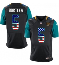 Men Nike Jacksonville Jaguars 5 Blake Bortles Elite Black Alternate USA Flag Fashion NFL Jersey