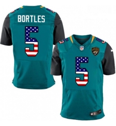Men Nike Jacksonville Jaguars 5 Blake Bortles Elite Teal Green Home USA Flag Fashion NFL Jersey