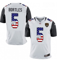 Men Nike Jacksonville Jaguars 5 Blake Bortles Elite White Road USA Flag Fashion NFL Jersey