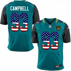 Men Nike Jacksonville Jaguars 93 Calais Campbell Elite Teal Green Home USA Flag Fashion NFL Jersey
