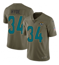 Nike Jaguars #34 Carlos Hyde Olive Men Stitched NFL Limited 2017 Salute To Service Jersey