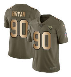 Nike Jaguars #90 Taven Bryan Olive Gold Mens Stitched NFL Limited 2017 Salute To Service Jersey