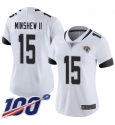 Jaguars #15 Gardner Minshew II White Women Stitched Football 100th Season Vapor Limited Jersey