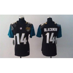 Nike Jaguars #14 Justin Blackmon Black Team Color Women Stitched Jersey