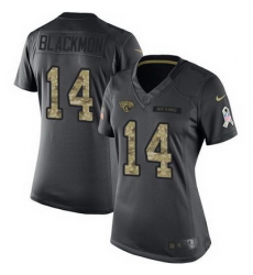 Nike Jaguars #14 Justin Blackmon Black Womens Stitched NFL Limited 2016 Salute to Service Jersey