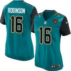 Nike Jaguars #16 Denard Robinson Teal Green Team Color Womens Stitched NFL Elite Jersey