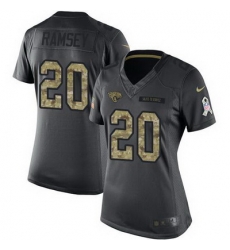 Nike Jaguars #20 Jalen Ramsey Black Womens Stitched NFL Limited 2016 Salute to Service Jersey
