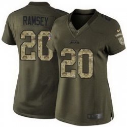 Nike Jaguars #20 Jalen Ramsey Green Womens Stitched NFL Limited Salute to Service Jersey