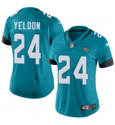 Nike Jaguars #24 T J Yeldon Teal Green Team Color Womens Stitched NFL Vapor Untouchable Limited Jersey