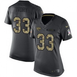 Nike Jaguars #33 Chris Ivory Black Womens Stitched NFL Limited 2016 Salute to Service Jersey